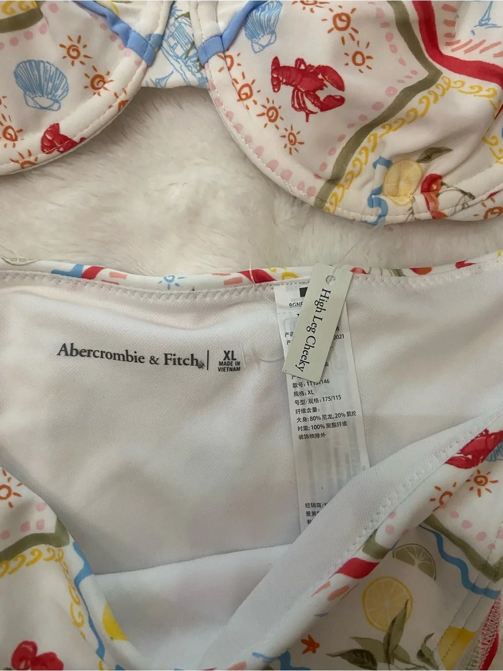 New! Abercrombie & Fitch SET Coastal Print Bikini Top S Bottom XL 39453_6